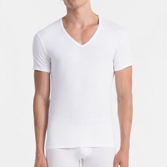 MODERN COTTON STRETCH V-NECK T-SHIRT (A7) - Picture 1 of 8